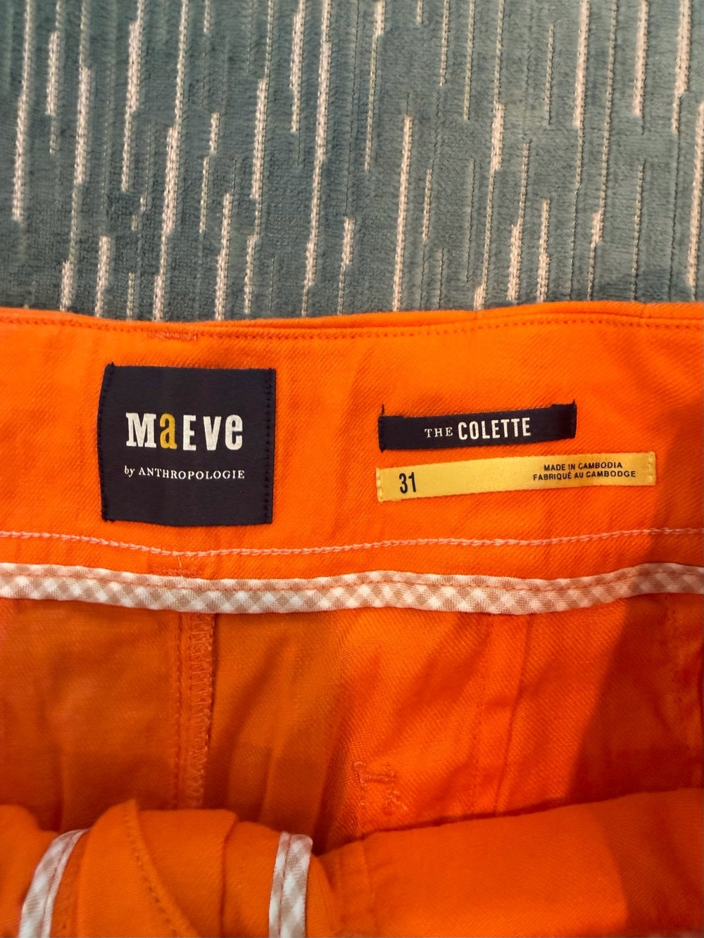 Anthropologie Bright Orange High-Waist Cotton Shorts - Picture 2 of 3